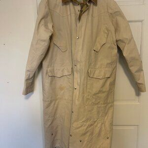 J. Peterman Compay Cotton Beige Horseman's Duster Size L